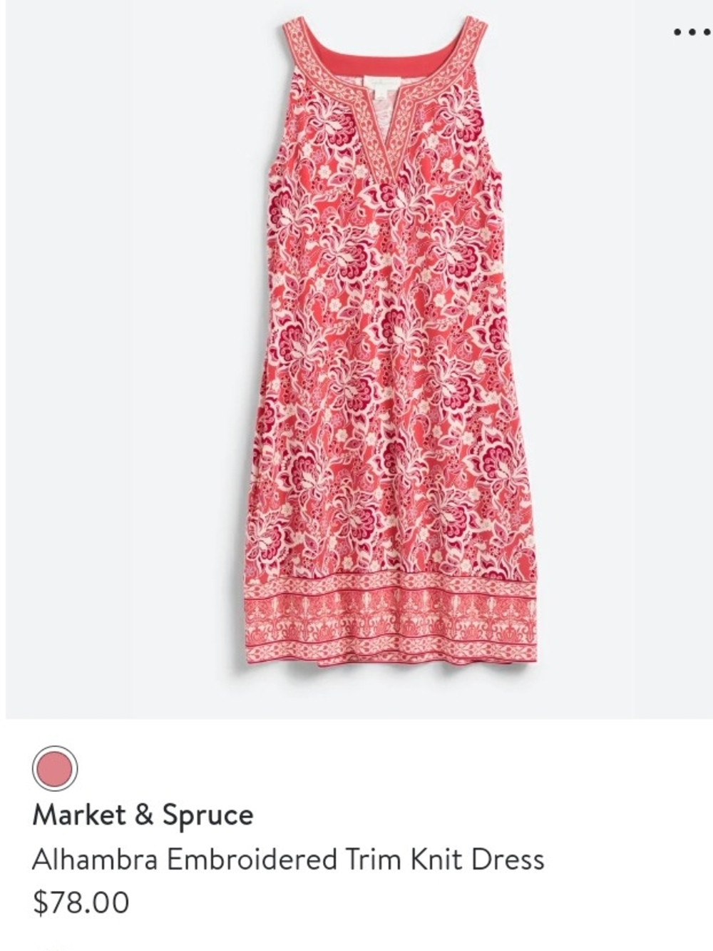 Magnolia Grace Coral-Pink Embroidered A-Line Skirt